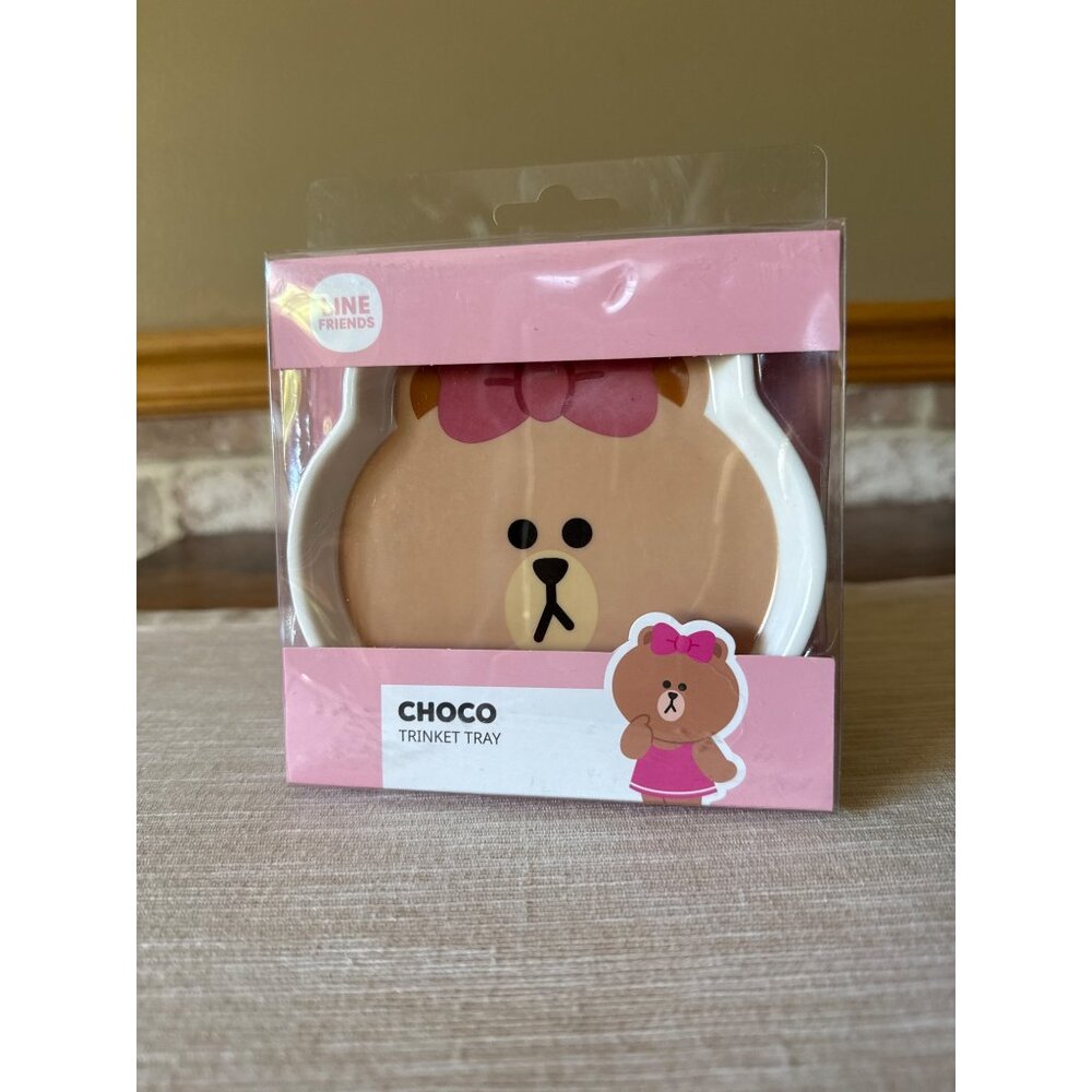 Line Friends Choco Bear Trinket Tray Cute Cartoon Ceramic Jewelry Dish